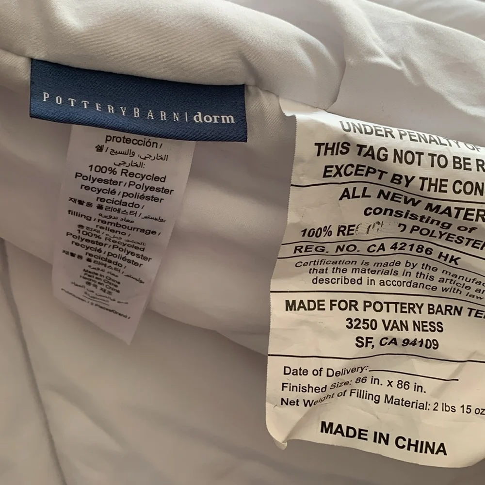 Pottery Barn Dorm Teen Light Gray Comforter Minimalist Bedding Whimsical Waves